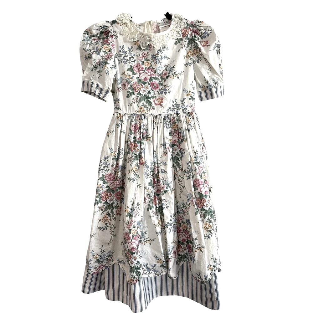 RUTH OF CAROLINA Vintage Floral Puff Sleeve Girl’s Dress - Sz 8